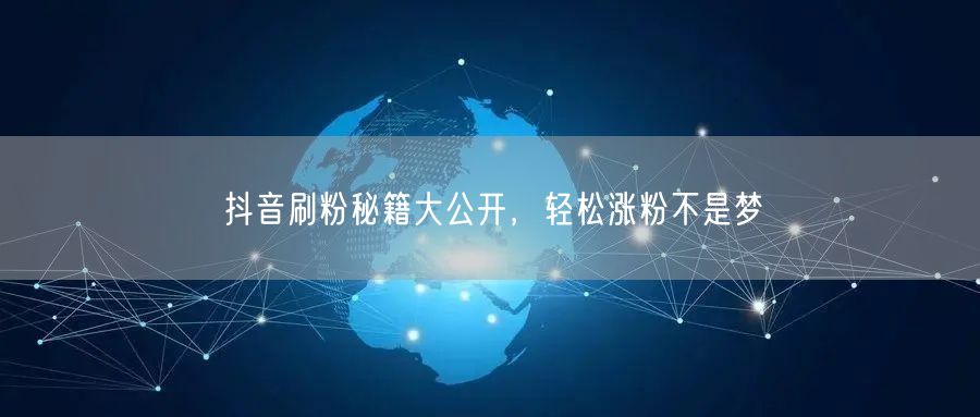 抖音刷粉秘籍大公开，轻松涨粉不是梦