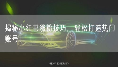 揭秘小红书涨粉技巧，轻松打造热门账号！