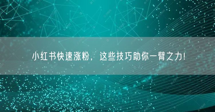 小红书快速涨粉，这些技巧助你一臂之力！